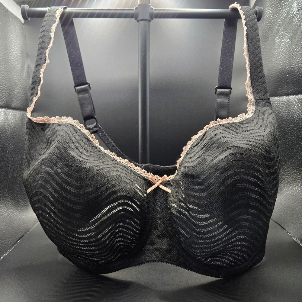 Empreinte Kaela Black Pink Lace Seamless Underwire Bra 34F (FR 85F)